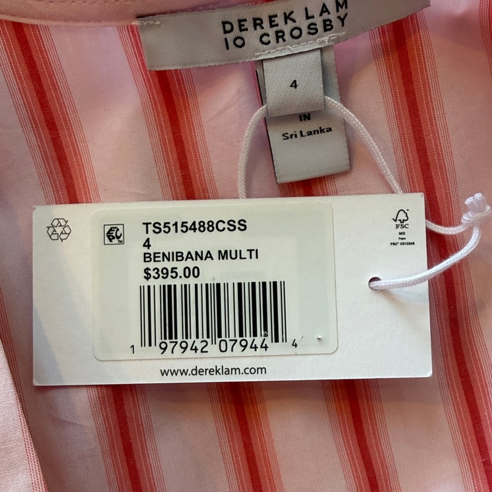 Derek Lam 10 Crosby Red Stripe Benibana Dress in Multi Size 4 NWT - Picture 9 of 12